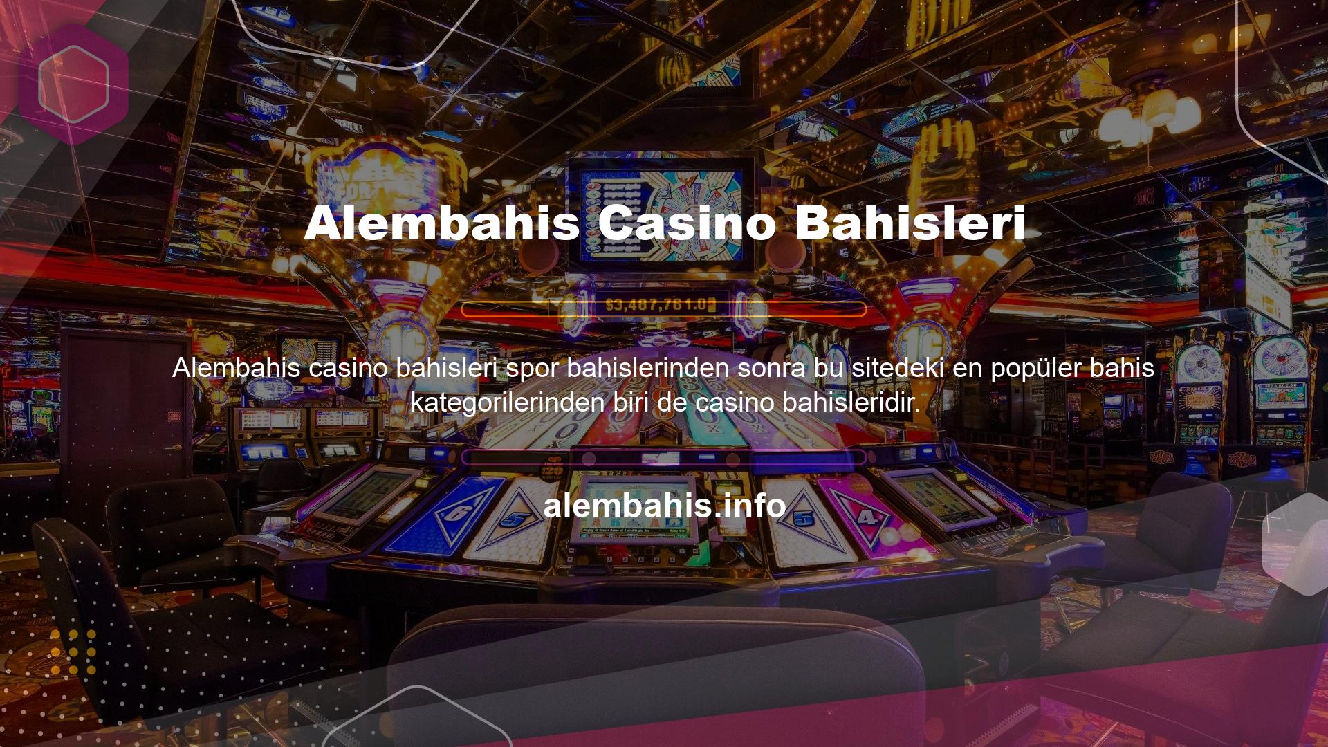 Alembahis Casino bahisleri doğrudan Canlı Casino sekmesinden açılır